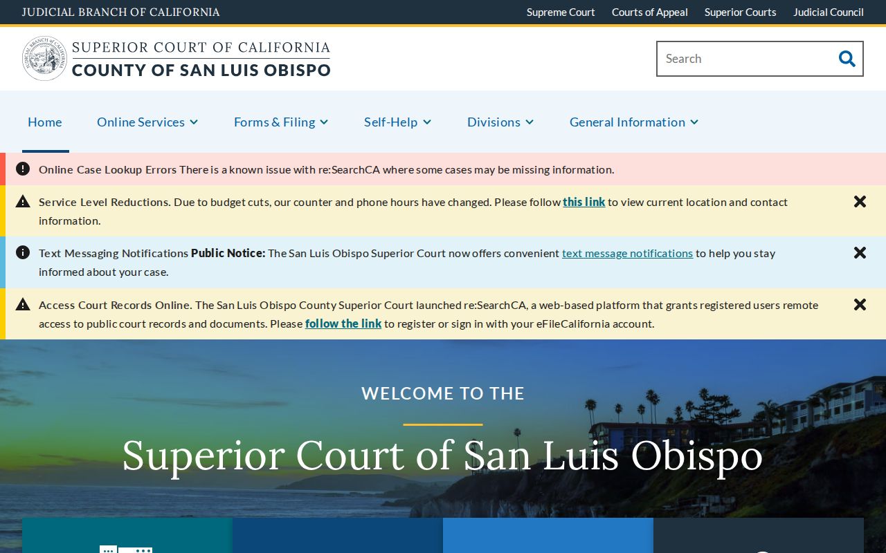 San Luis Obispo Superior Court official website