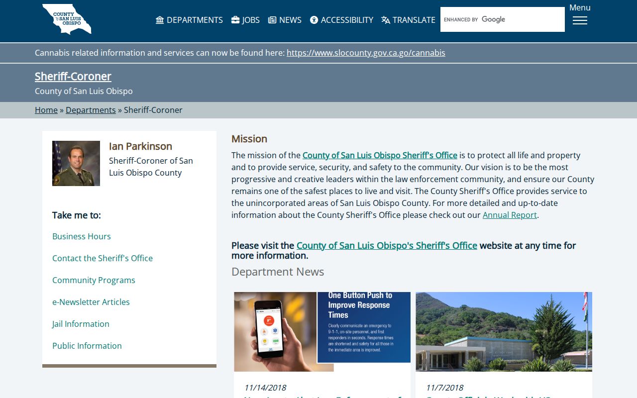 San Luis Obispo County Sheriff-Coroner official department page